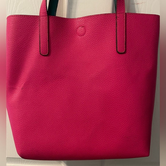 Women’s Pink and Teal Reversible Tote 100 % PVC - Picture 1 of 7